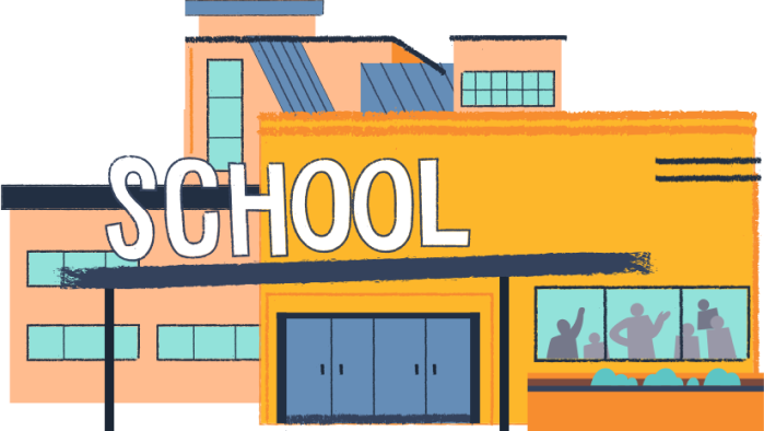 Illustration of a school building.